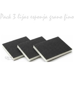 Pack de 3 esponjas de lija fina de doble cara para acabados profesionales en Gilart.