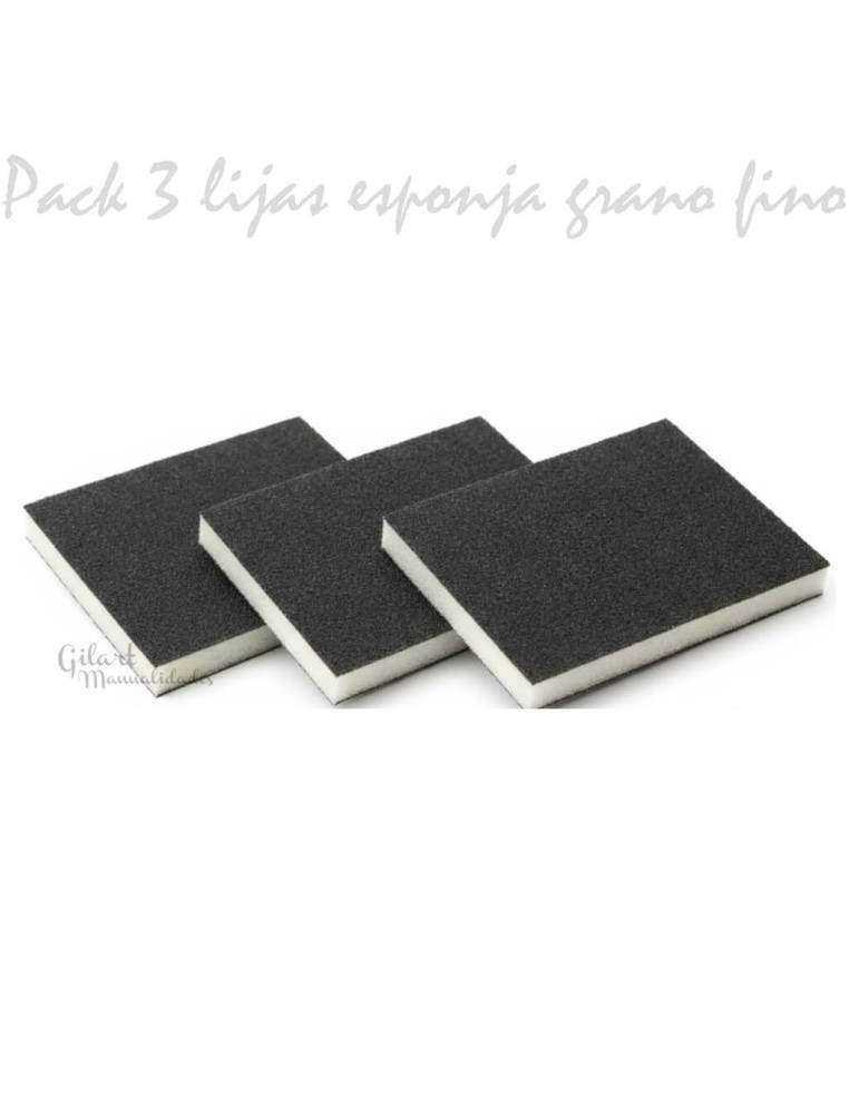 Pack de 3 esponjas de lija fina de doble cara para acabados profesionales en Gilart.