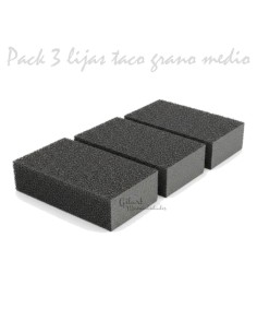 Pack de 3 tacos de lija de grano medio para un lijado uniforme en madera y metal.