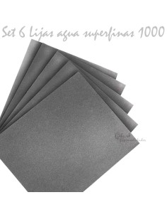 Pack de 6 hojas de lija al agua de grano 1000 para pulidos superfinos en Gilart.