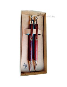 Juego de bolígrafo y portaminas nature de 0.5 mm en caja de cartón.