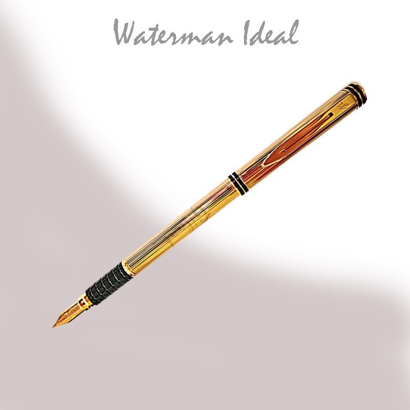 Pluma estilográfica Waterman ideal chapado oro 18 kts.