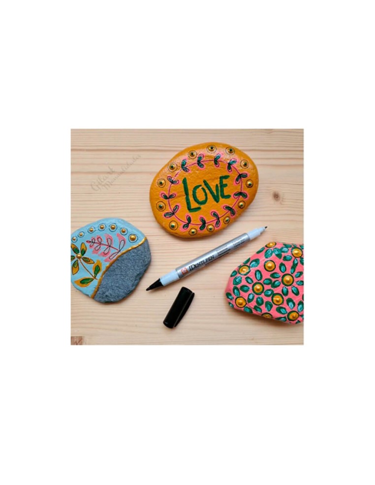 Personaliza piedras y superficies naturales con trazos permanentes y colores vibrantes.