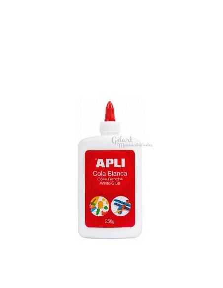 Bote de Cola Blanca Apli de 250 g con aplicador de precisión para trabajos de manualidades y madera