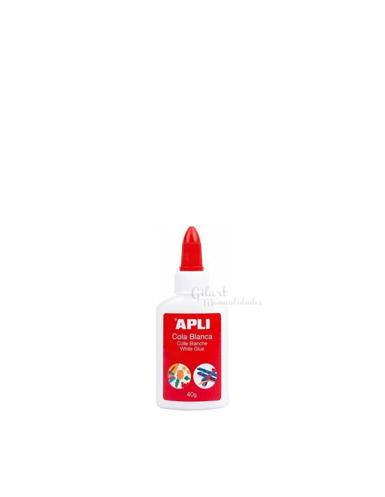 Botella de Cola Blanca Apli de 40 g con aplicador de precisión para uso escolar y manualidades detalladas