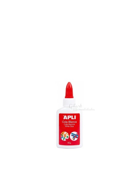 Botella de Cola Blanca Apli de 40 g con aplicador de precisión para uso escolar y manualidades detalladas