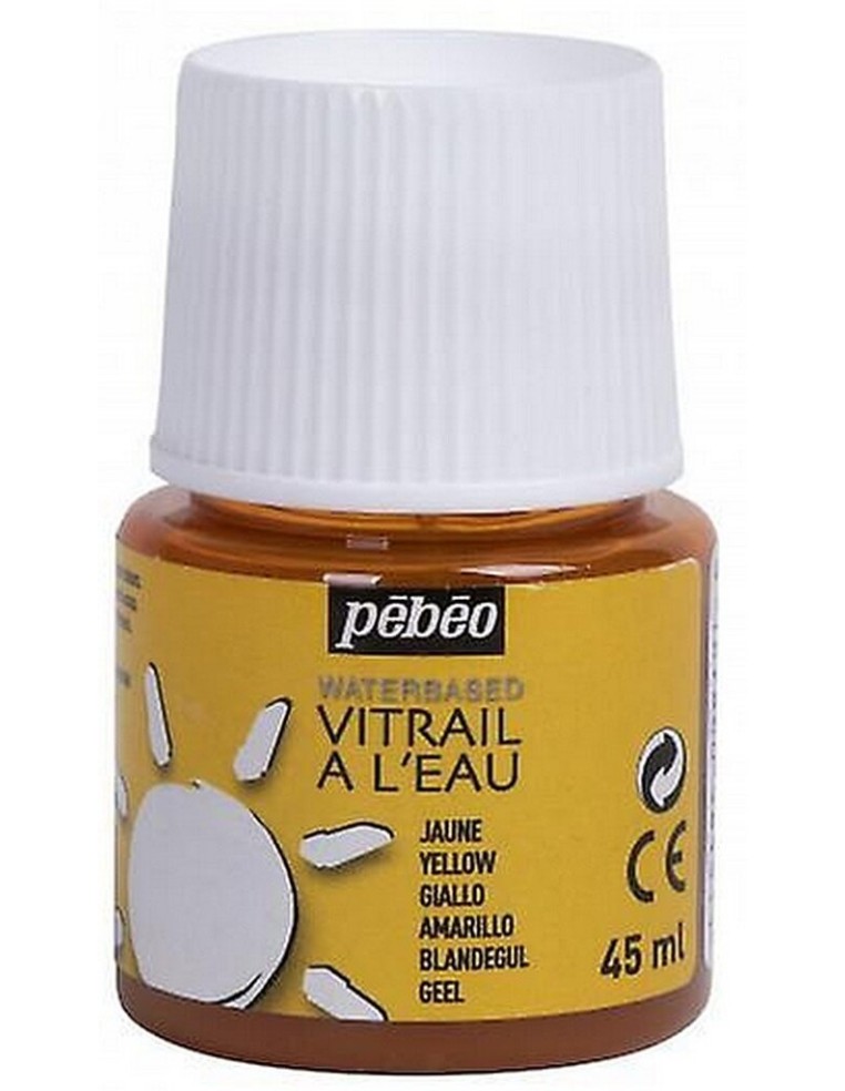 Frasco de 45 ml de pintura Vitrail Pébéo al agua para cristal en color amarillo