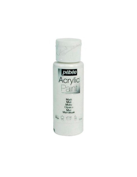 Pintura acrílica mate Pebeo 59 ml en blanco 01, acabado intenso y cubriente.
