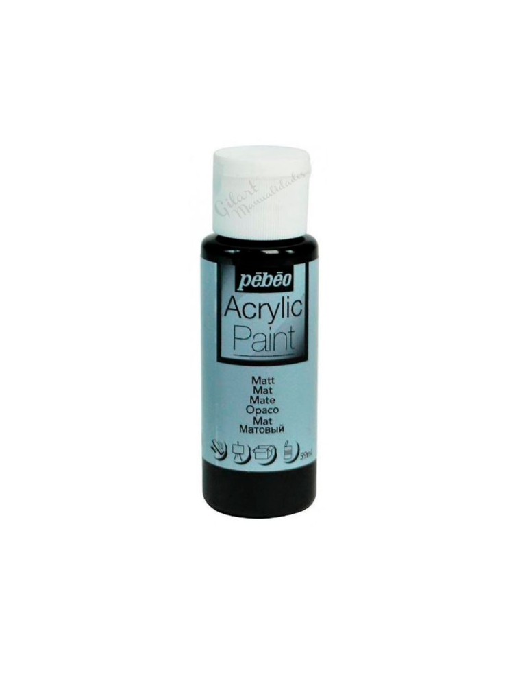 Pintura acrílica mate Pebeo 59 ml en negro 17, acabado intenso y cubriente.