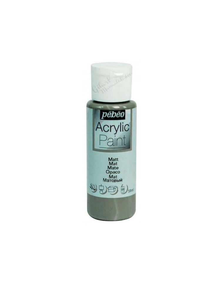 Pintura acrílica mate Pebeo 59 ml en gris ratón 20, acabado intenso y cubriente.