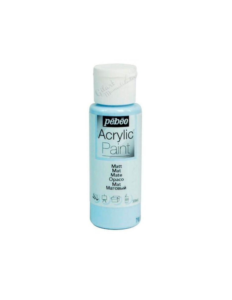 Pintura acrílica mate Pebeo 59 ml en azul cielo 30, acabado intenso y cubriente.