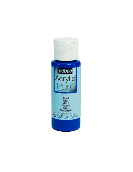 Pintura acrílica mate Pebeo 59 ml en azul rey 31, acabado intenso y cubriente.