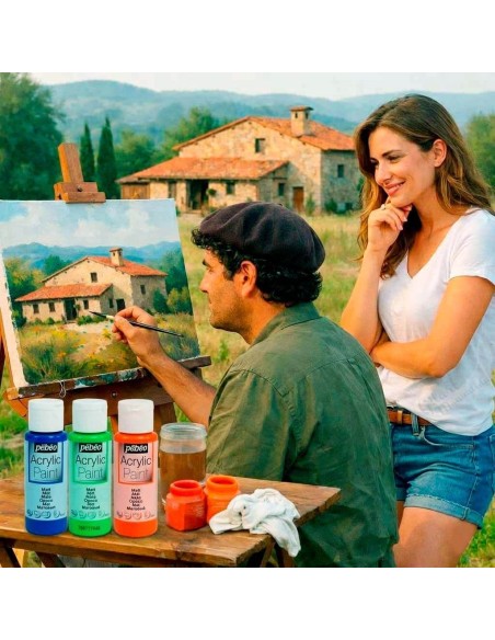 Resultado de pintura sobre lienzo con acrílico Pebeo Studio mate color violeta 23 y técnica de pincel.