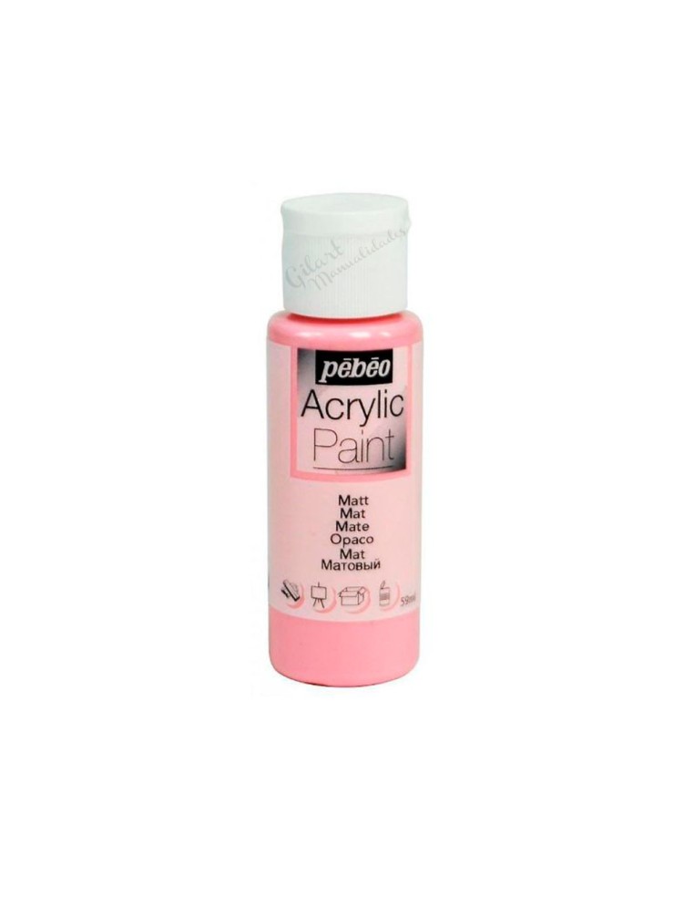 Pintura acrílica mate Pebeo 59 ml en rosa 12, acabado intenso y cubriente.