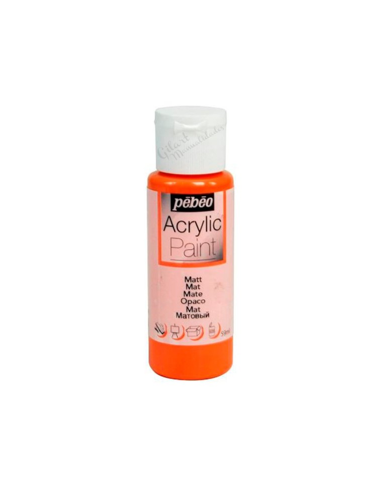 Pintura acrílica mate Pebeo 59 ml en clementina naranja 05, acabado intenso y cubriente.