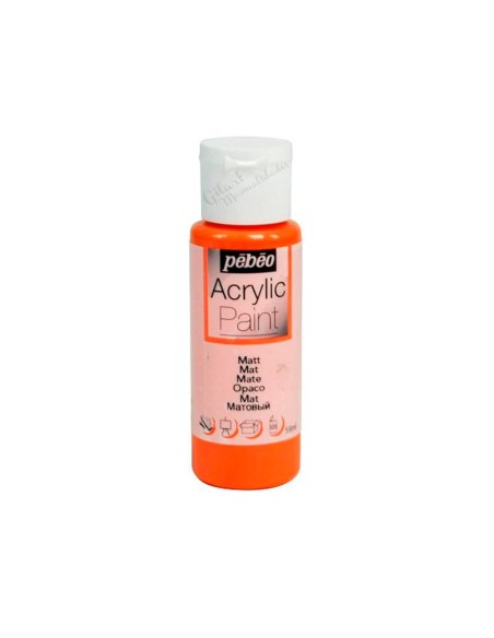 Pintura acrílica mate Pebeo 59 ml en clementina naranja 05, acabado intenso y cubriente.