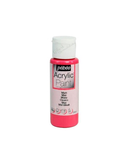 Pintura acrílica mate Pebeo 59 ml en fucsia 11, acabado intenso y cubriente.