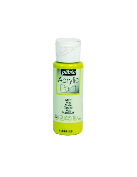 Pintura acrílica mate Pebeo 59 ml en verde anís pistacho 36, acabado intenso y cubriente.