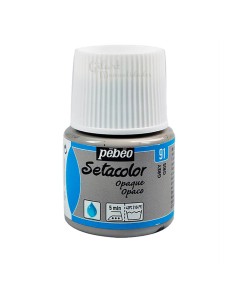 Bote de pintura Setacolor Opaco gris 91 de Pébéo para decorar todo tipo de telas oscuras o claras en Gilart.