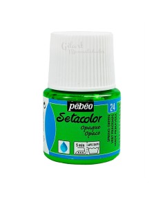 Bote de pintura Setacolor Opaco verde primavera 24 de Pébéo para decorar todo tipo de telas oscuras o claras en Gilart.