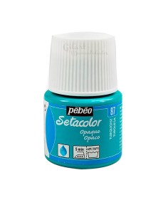 Bote de pintura Setacolor Opaco turquesa 87 de Pébéo para decorar todo tipo de telas oscuras o claras en Gilart.