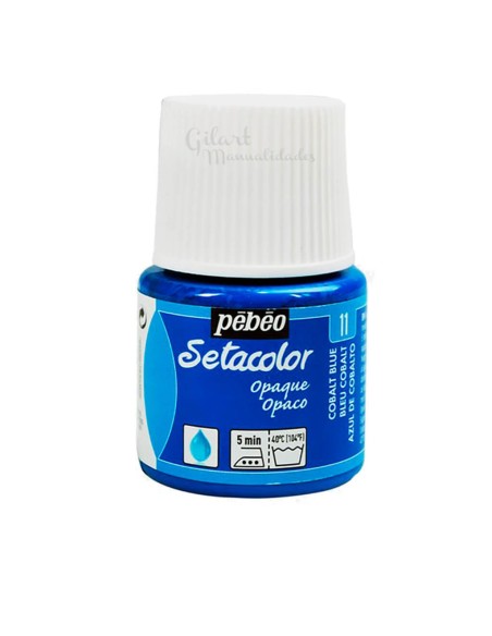 Bote de pintura Setacolor Opaco azul cobalto 11 de Pébéo para decorar todo tipo de telas oscuras o claras en Gilart.
