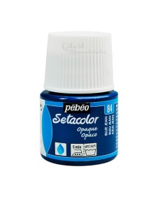 Bote de pintura Setacolor Opaco azul jean 84 de Pébéo para decorar todo tipo de telas oscuras o claras en Gilart.