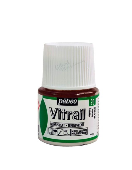 Bote de Pintura Vitrail Pébéo 45 ml color blanco n.º 20 transparente para vidrio y cristal disponible en Manualidades Gilart