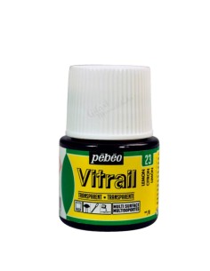Bote de Pintura Vitrail Pébéo 45 ml amarillo limón n.º 23 transparente para vidrio y cristal disponible en Manualidades Gilart