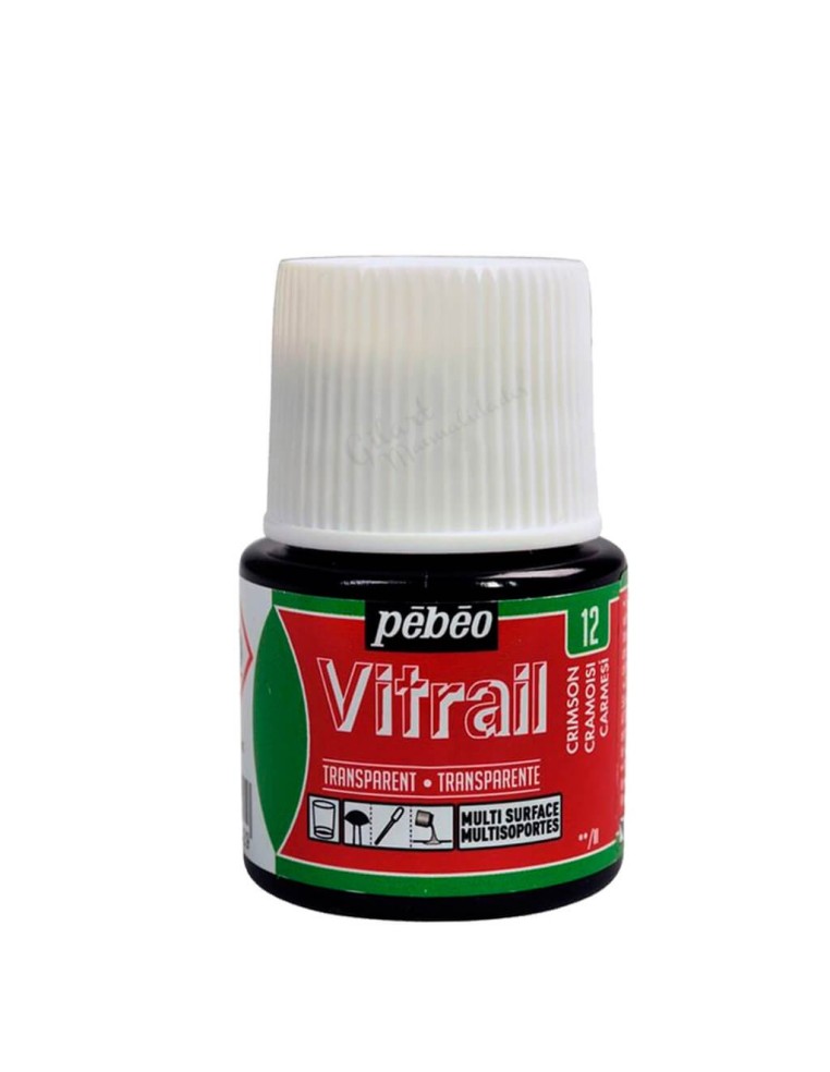Bote de Pintura Vitrail Pébéo 45 ml color rosa n.º 21 transparente para vidrio y cristal disponible en Manualidades Gilart