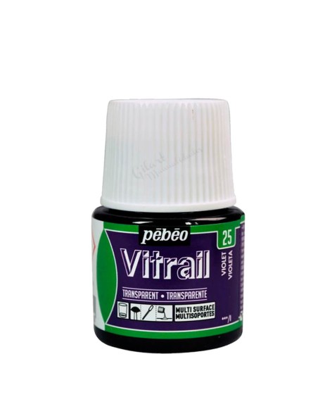 Bote de Pintura Vitrail Pébéo 45 ml violeta n.º 25 transparente para vidrio y cristal disponible en Manualidades Gilart