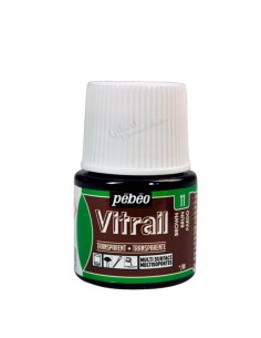 Bote de Pintura Vitrail Pébéo 45 ml pardo n.º 11 transparente para vidrio y cristal disponible en Manualidades Gilart