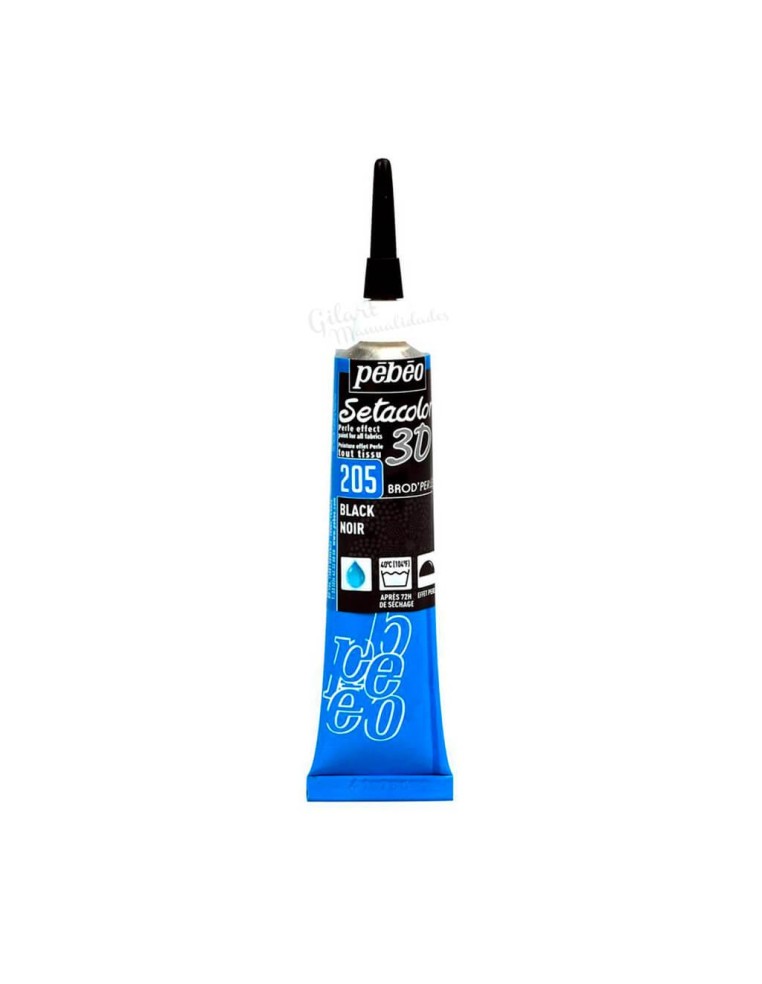 Pintura para tela Brod'Perle Negro con efecto perlado y relieve profesional.