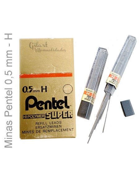 Minas Pentel 0.5 mm H súper hi-Polymer tubo12 minas Minas Pentel 0.5 mm H súper hi-Polymer tubo12 minas