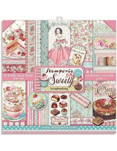 Stamperia bloc scrapbooking 10 hojas 30.5x30.5 Sweety SBBL78