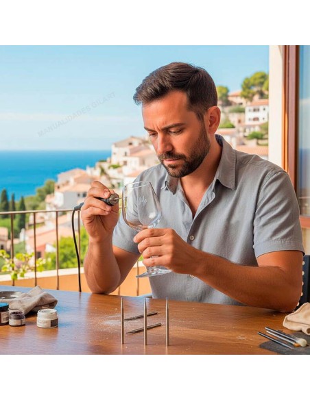 Personaliza tus copas de cristal con grabados artísticos y detalles únicos utilizando nuestras herramientas de alta precisión.